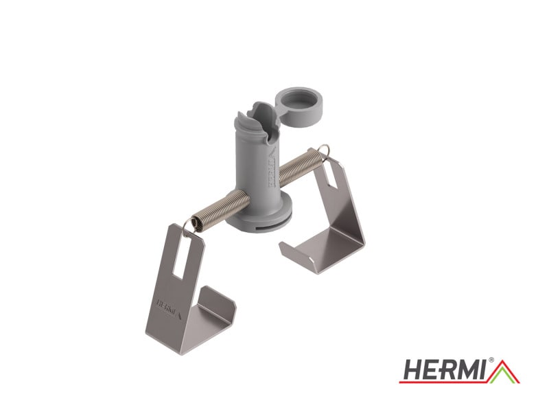 HERMI - Dachleitungshalter, Rd 8mm m. Zugfeder f. Firstziegel und Gratsteine ziegelrot