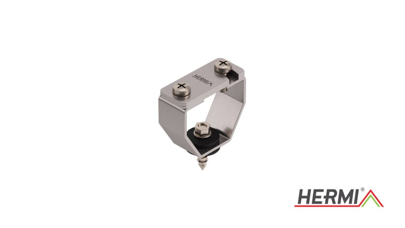 HERMI - Dachleitungshalter, flach 20x3mm f. Blechdächer u. Faserzement-Wellplatten