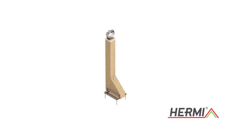 HERMI - Dachleitungsstütze, H=400mm Rd 8-10mm für Holzdächer Eichenholz/Edelstahl