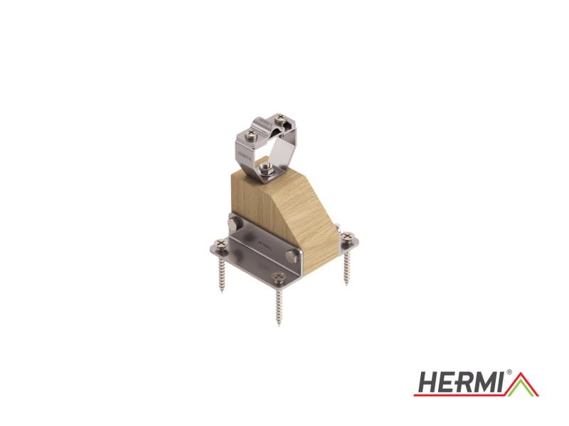 HERMI - Dachleitungsstütze, H=100mm Rd 8-10mm für Holzdächer Eichenholz/Edelstahl