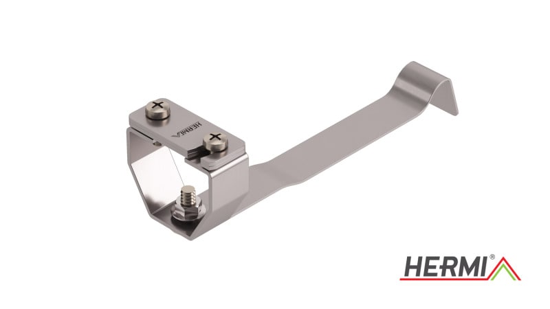 HERMI - Dachleitungshalter, flach 20x3mm f. Beton- u. Ziegelbedachungen Edelstahl