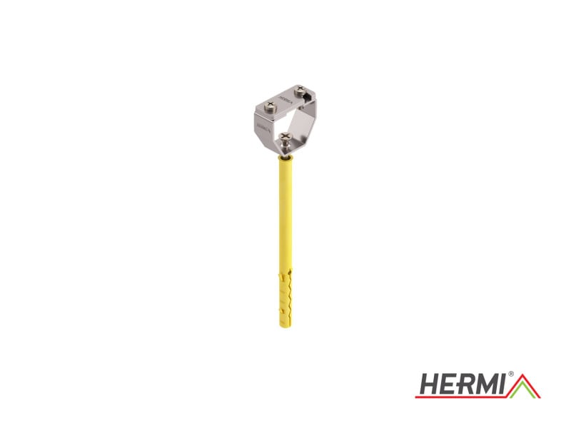 HERMI - Leitungshalter, flach bis 25x4mm f. Hohlwände <100mm Dämmung m. Schraube, Dübel