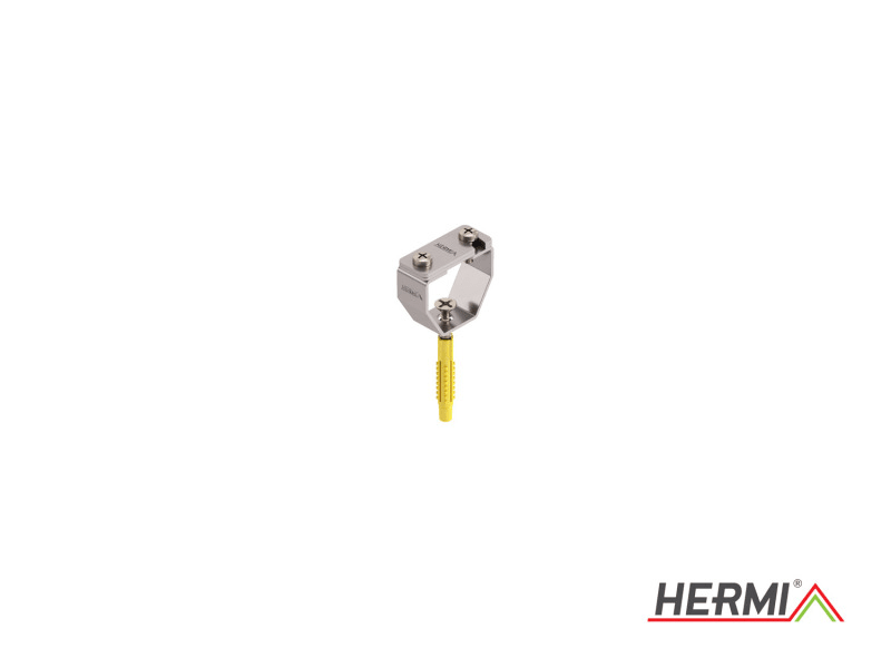 HERMI - Leitungshalter, flach bis 25x4mm f. Hartwände m. Schraube u. Dübel Edelstahl