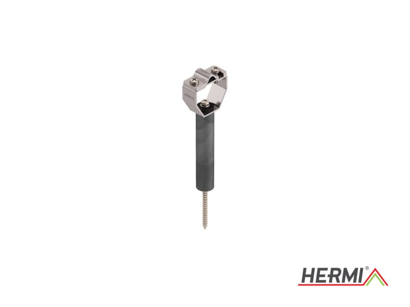 HERMI - Leitungshalter, Rd 8-10mm für Holz- u. brennbare Wände schraubar Edelstahl
