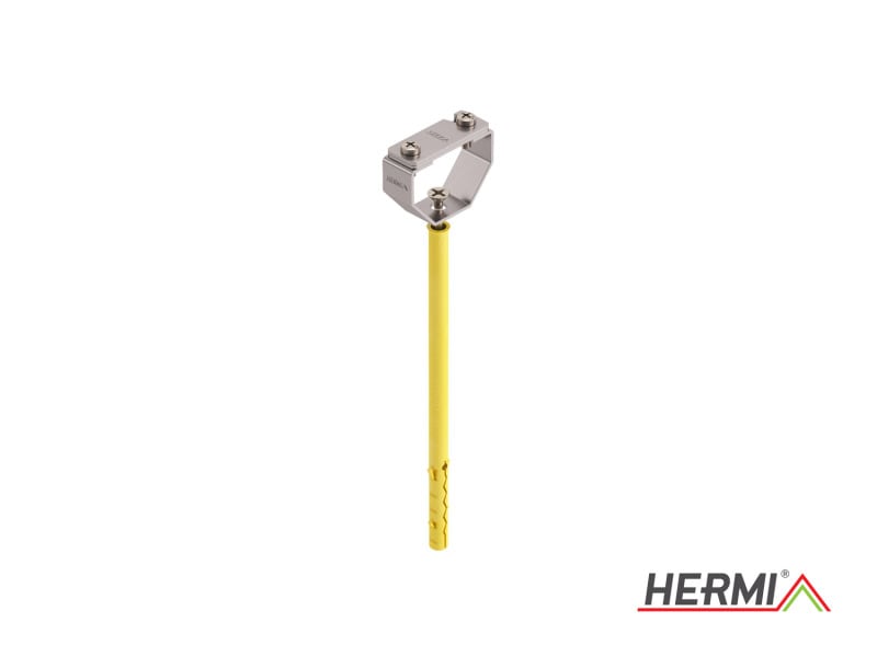 HERMI - Leitungshalter, flach bis 30x3,5 f. Hohlwände <140mm Dämmung m. Schraube, Dübel