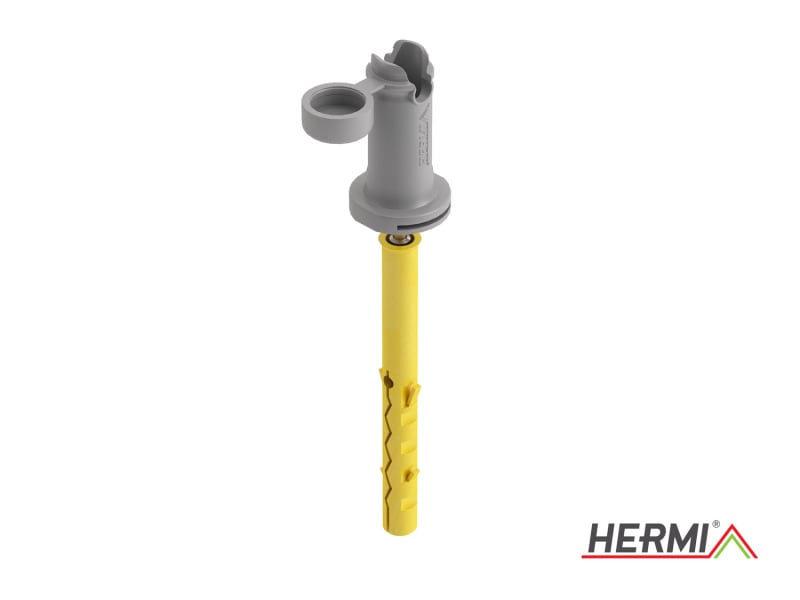 HERMI - Leitungshalter, Rd 8mm f. Hohlwände bis 50mm Dämmung m. Schraube u. Dübel Nylon