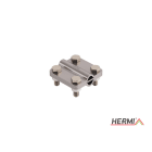 HERMI - Klemme, 3 Platten 58x58 inkl. Schraube, Mutter M8 Leitungen ø 8-10/ø 8-10 Edels.