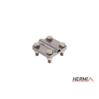 HERMI - Klemme, 3 Platten 58x58 inkl. Schrauben u. Muttern rund/flach ø 8-10/bis 30 mm