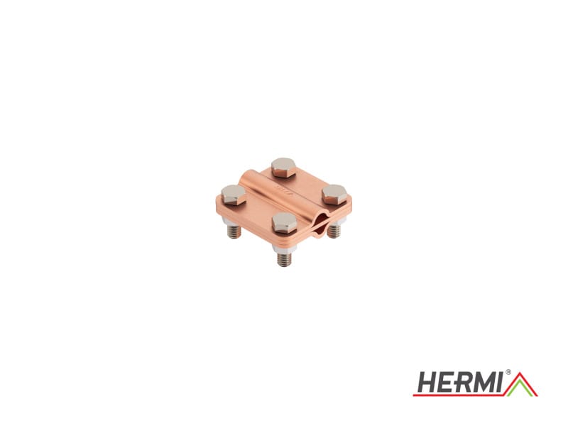 HERMI - Klemme, 3 Platten 58x58 inkl. Schraube, Mutter M8 Leitungen 120mm²/16x35mm² Cu