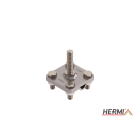 HERMI - Klemme, 3 Platten 58x58mm m. Schraube M12 Rundleitung ø8-10 säureb. Edelstahl