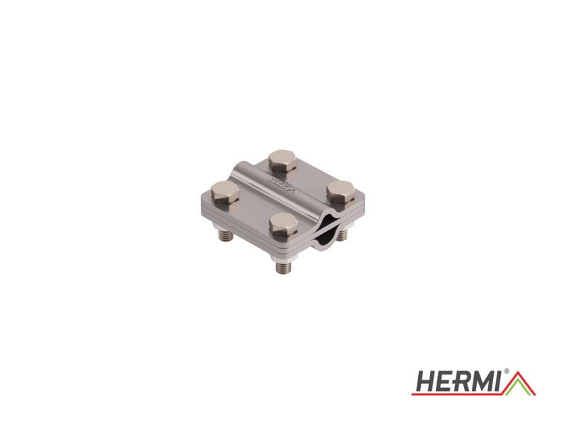 HERMI - Klemme, 3 Platten 48x48 inkl. Schrauben, Mutter M6 Leitungen ø 8-10mm/16-35mm²