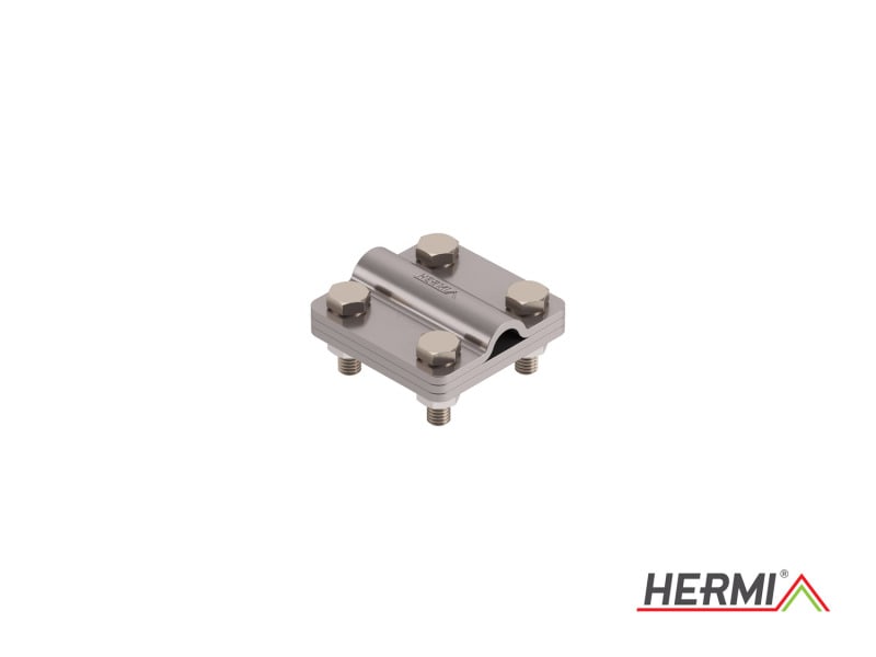 HERMI - Klemme, 3 Platten 48x48 inkl. Schrauben u. Muttern rund/flach ø 8-10/bis 20 mm