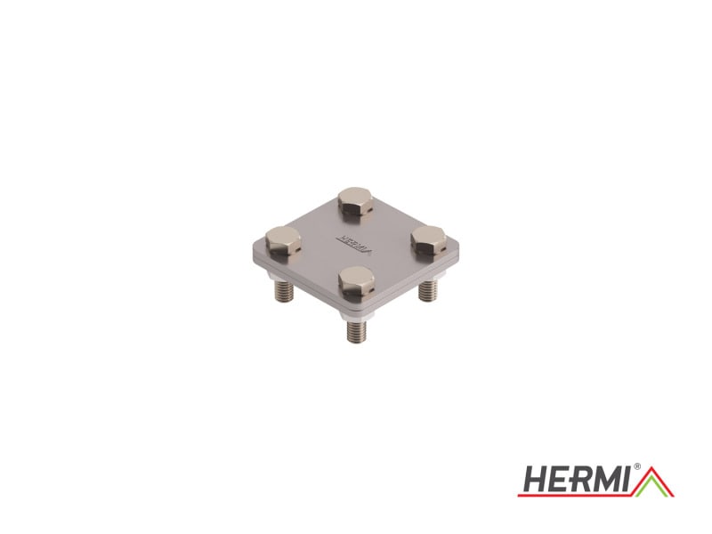 HERMI - Klemme, 2 Platten 48x48 inkl. Schrauben u. Muttern flach/flach bis 20/bis 20 mm