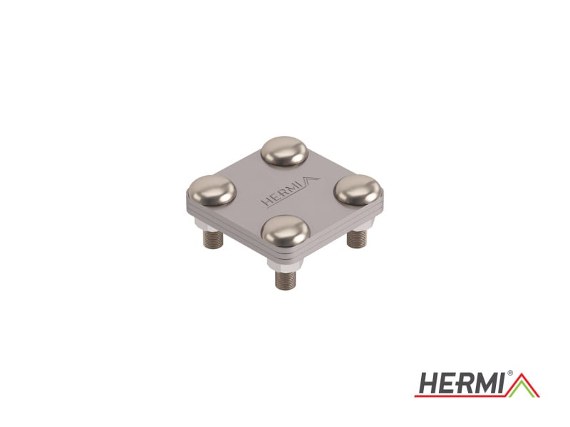 HERMI - Klemme, m. 3 Platten 58x58 inkl. 4 Schrauben u. Muttern Flachleitung bis 30mm