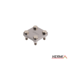 HERMI - Klemme, m. 3 Platten 58x58 inkl. 4 Schrauben u. Muttern Flachleitung bis 30 mm