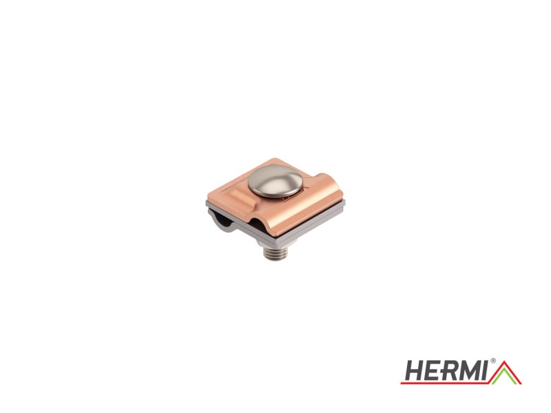 HERMI - Klemme, 3 Platten 40x40 inkl. Schraube M10 Rundleitungen ø 8/ø 8-10 Cu/Edelstahl