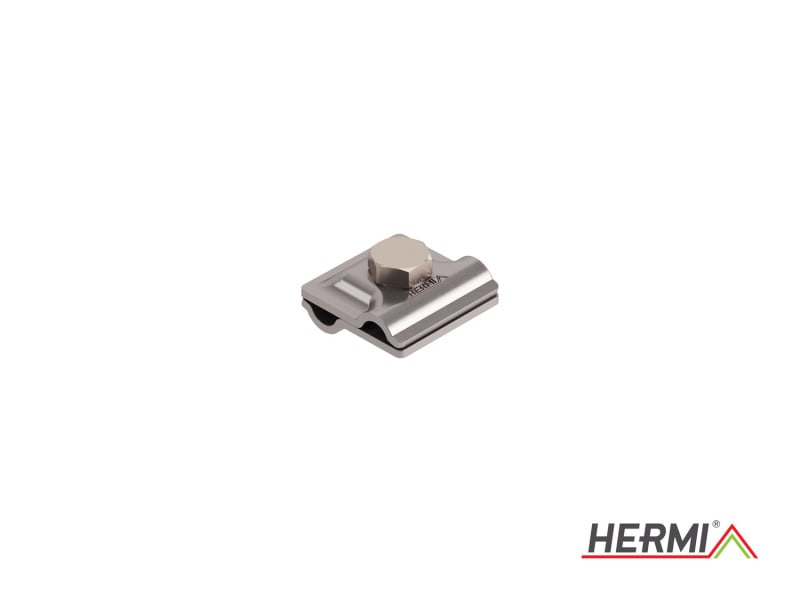 HERMI - Klemme, 2 Platten 40x40 inkl. Schraube M10 Rundleitungen ø 8-10/ø 8-10