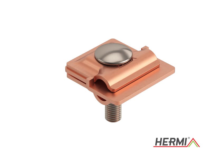 HERMI - Klemme, 3 Platten 50x50 inkl. Schraube M10 Rundleitungen ø 8-10/ø 10 mm Cu