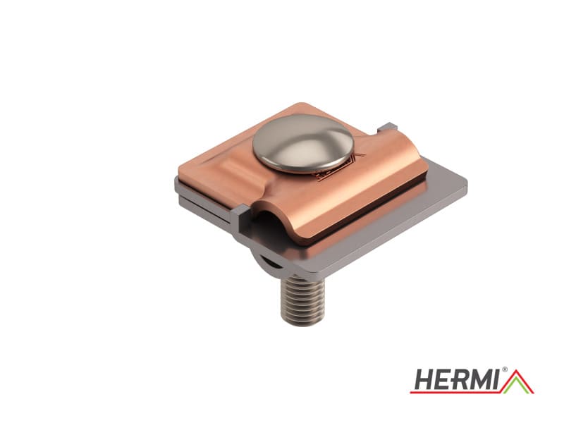 HERMI - Klemme, 3 Platten 50x50 inkl. Schraube M10 Rundleitungen ø 8/ø 8-10 Cu Edelstahl