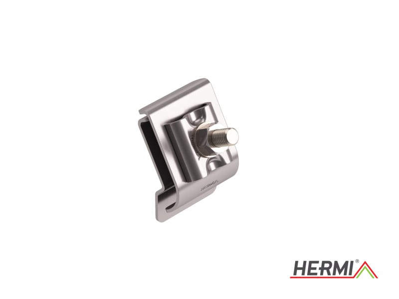 HERMI - Dachrinnenklemme, 48x68mm Rundleitung Rd 8-10mm inkl. Schraube M10 Edelstahl