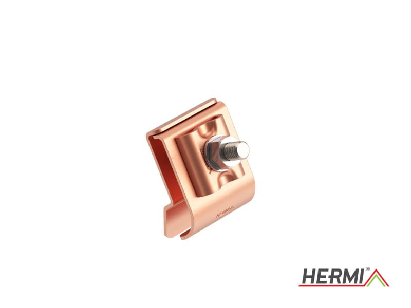 HERMI - Dachrinnenklemme, 48x68mm Rundleitung Rd 8-10mm inkl. Schraube M10 Cu