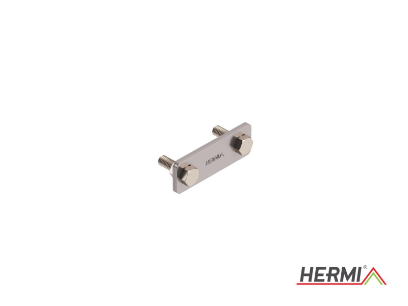 HERMI - Klemme, 3 Platten 20x58 inkl. Schrauben, Muttern M6 Flachleitung 30x3,5mm Edels.