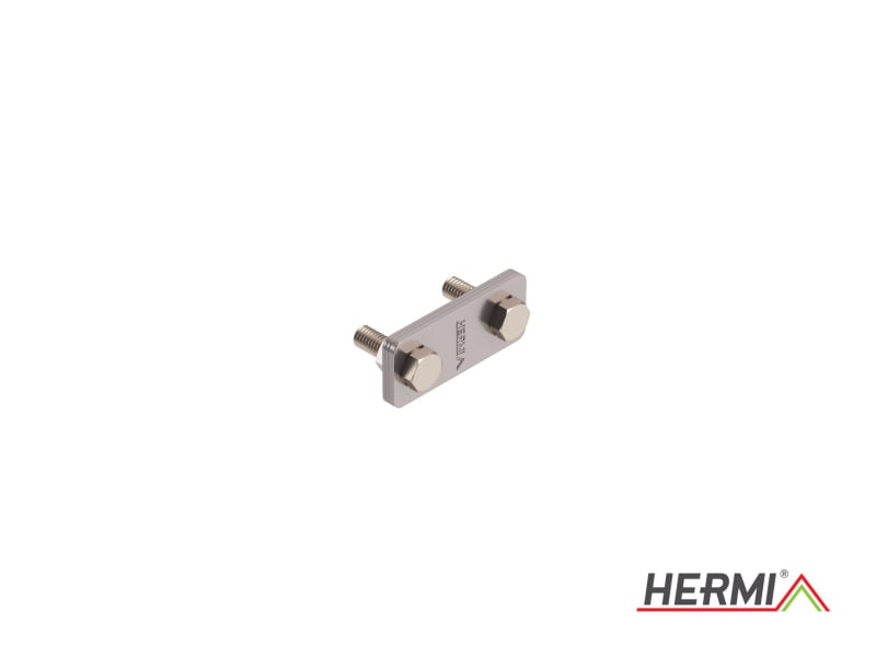 HERMI - Klemme, 3 Platten 20x48 inkl. Schrauben, Muttern M6 Flachleitung bis 25mm Edels.