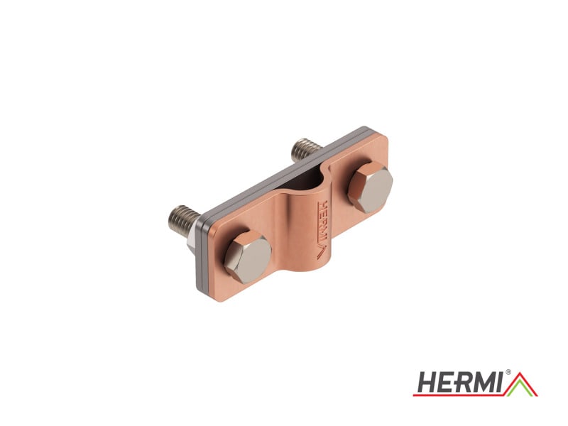 HERMI - Klemme, 3 Platten 20x58 inkl. Schrauben, Muttern M6 Rundeitung 120mm² Cu