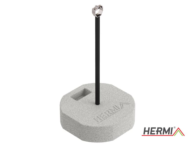 HERMI - Dachleitungshalter, Rd 8-10mm f. Flachdächer m. Bitumen u.ä. Edelstahl/PVC/Beton