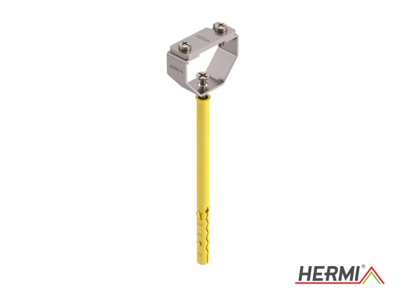 HERMI - Leitungshalter, flach bis 30x3,5 f. Hohlwände <100mm Dämmung m. Schraube, Dübel