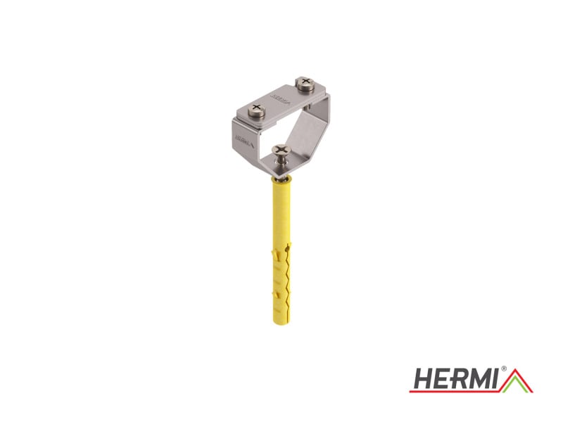 HERMI - Leitungshalter, flach bis 30x3,5 f. Hohlwände < 50mm Dämmung m. Schraube, Dübel