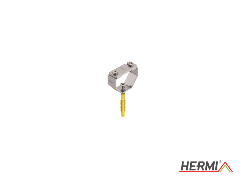 HERMI - Leitungshalter, flach bis 30x3,5 f. Hartwände m. Schraube, Dübel Edelstahl
