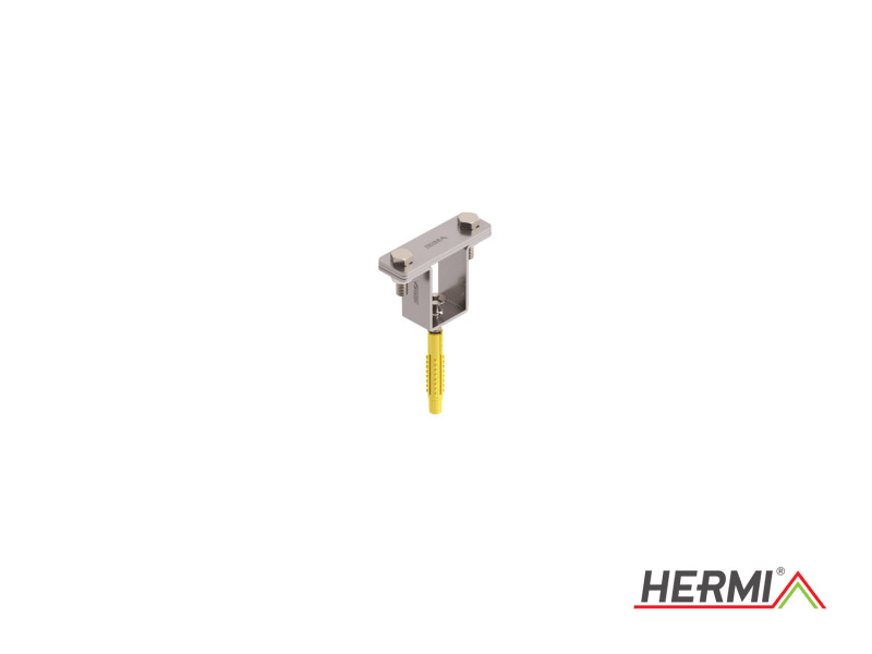 HERMI - Leitungshalter, flach bis 40x4 f. Hartwände m. Schraube u. Dübel Edelstahl