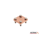 HERMI - Klemme, m. 3 Platten 58x58 inkl. 4 Schrauben u. Muttern Flachleitung bis 30mm Cu