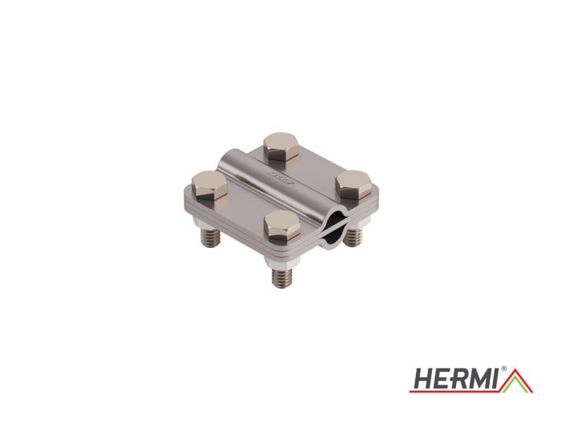 HERMI - Klemme, 3 Platten 58x58 inkl. Schraube, Mutter M8 Leitungen ø 8-10/120 mm²