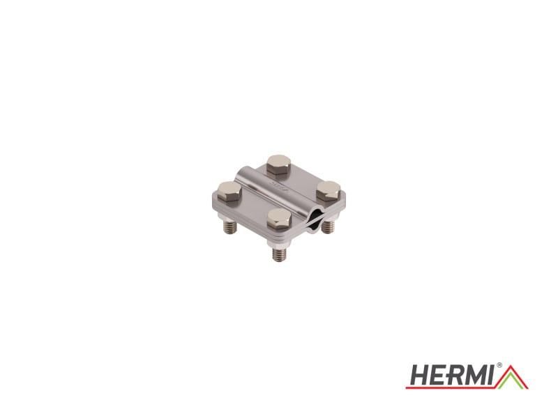HERMI - Klemme, 3 Platten 58x58 inkl. Schraube, Mutter M8 Leitungen 150mm²/150 mm²