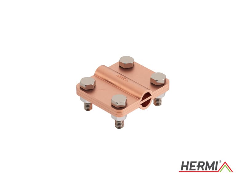 HERMI - Klemme, 3 Platten 58x68 inkl. Schrauben, Mutter M8 Leitungen 95mm²/ 95mm² Cu