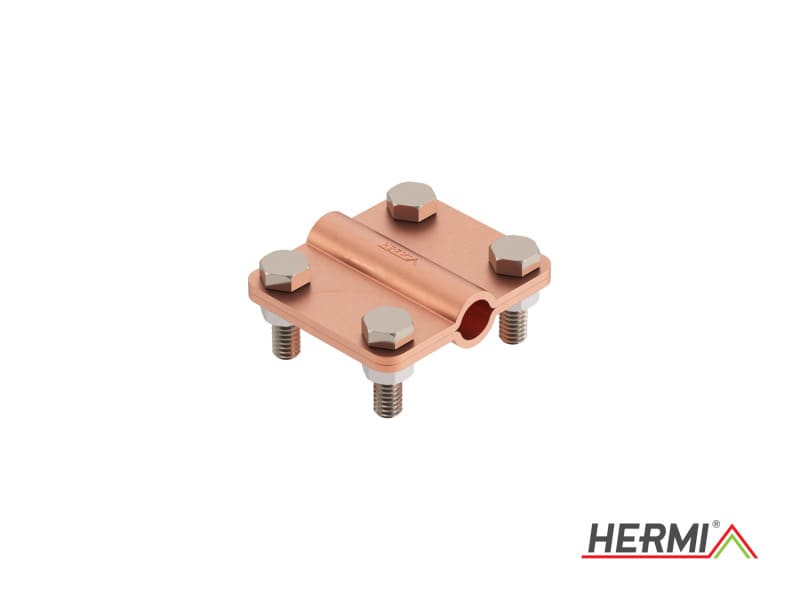 HERMI - Klemme, 2 Platten 58x68 inkl. Schrauben, Mutter M8 Leitungen 95mm²/ 95mm² Cu