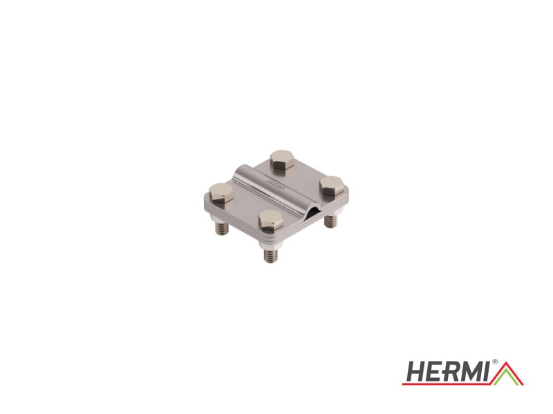 HERMI - Klemme, 3 Platten 58x68 inkl. Schrauben u. Muttern rund/flach ø 8-10/bis 42 mm
