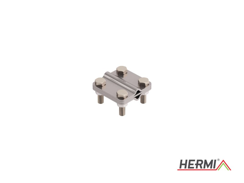 HERMI - Klemme, 3 Platten 58x58 inkl. Schraube, Mutter M8 Leitungen 16-35mm²/16-35mm²