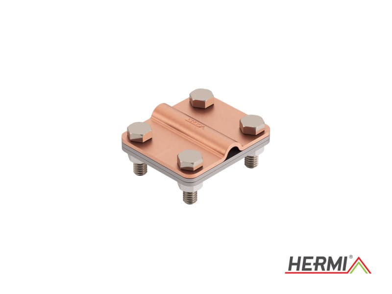 HERMI - Klemme, 3 Platten 58x68 inkl. Schrauben u. Muttern Leitungen 95mm²/bis 42mm Cu
