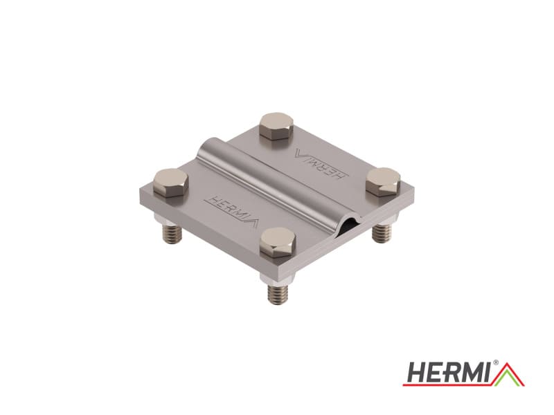 HERMI - Klemme, 3 Platten 78x78 inkl. Schrauben u. Muttern rund/flach ø 8-10/bis 50 mm