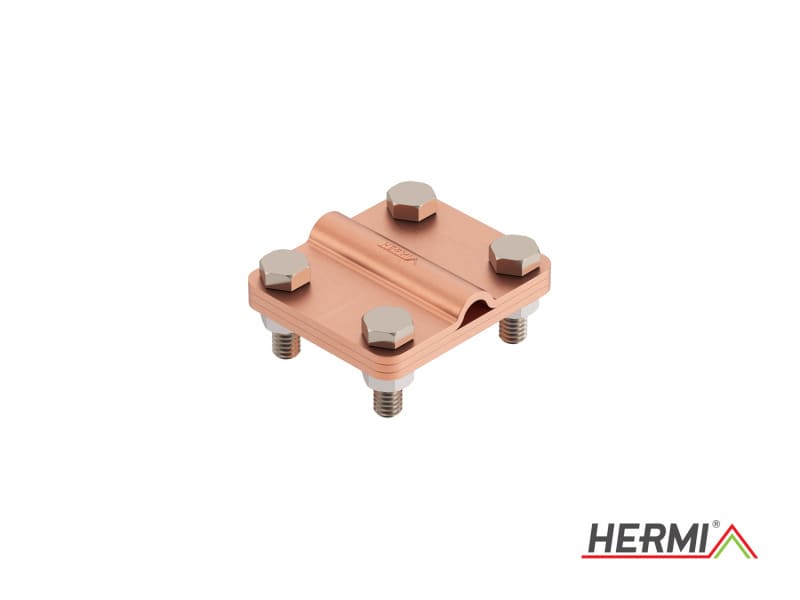 HERMI - Klemme, 3 Platten 58x68 inkl. Schrauben u. Muttern Leitungen 95mm²/bis 42mm Cu