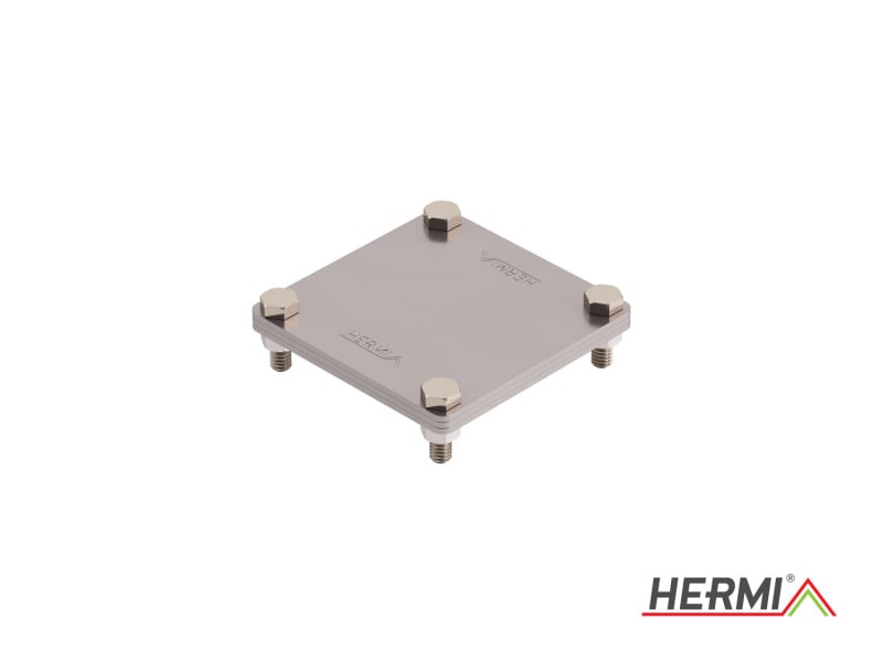 HERMI - Klemme, m. 3 Platten 100x100 inkl. M8 Schrauben u. Muttern Flachleitung bis 70mm