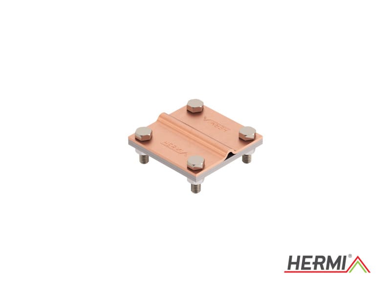 HERMI - Klemme, 3 Platten 78x78 inkl. Schrauben u. Muttern rund/flach ø 8-10/bis 50 mm