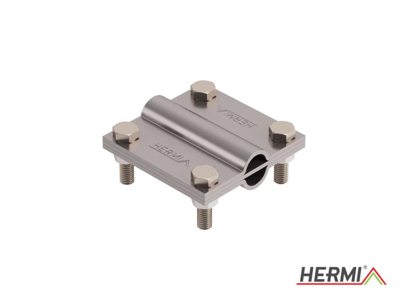 HERMI - Klemme, 3 Platten 78x78 inkl. Schrauben u. Muttern rund/flach ø 16/bis 50 mm