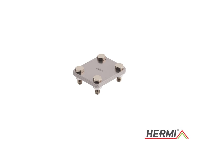 HERMI - Klemme, m. 3 Platten 58x68 inkl. M8 Schrauben u. Muttern Flachleitung bis 42mm