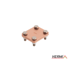 HERMI - Klemme, m. 3 Platten 58x68 inkl. M8 Schrauben u. Muttern Flachleitung bis 42mm
