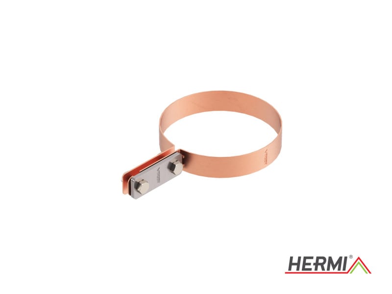 HERMI - Rohrschelle mit Sicke, Rohrdurchmesser 140 mm Flachleitung 30x4mm Cu