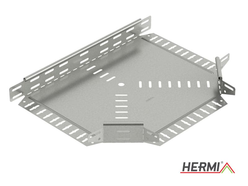 HERMI - T-Stück, 60x200 für Kabelrinnen mit Seitenhöhe 60 mm, Stahl bandverzinkt
